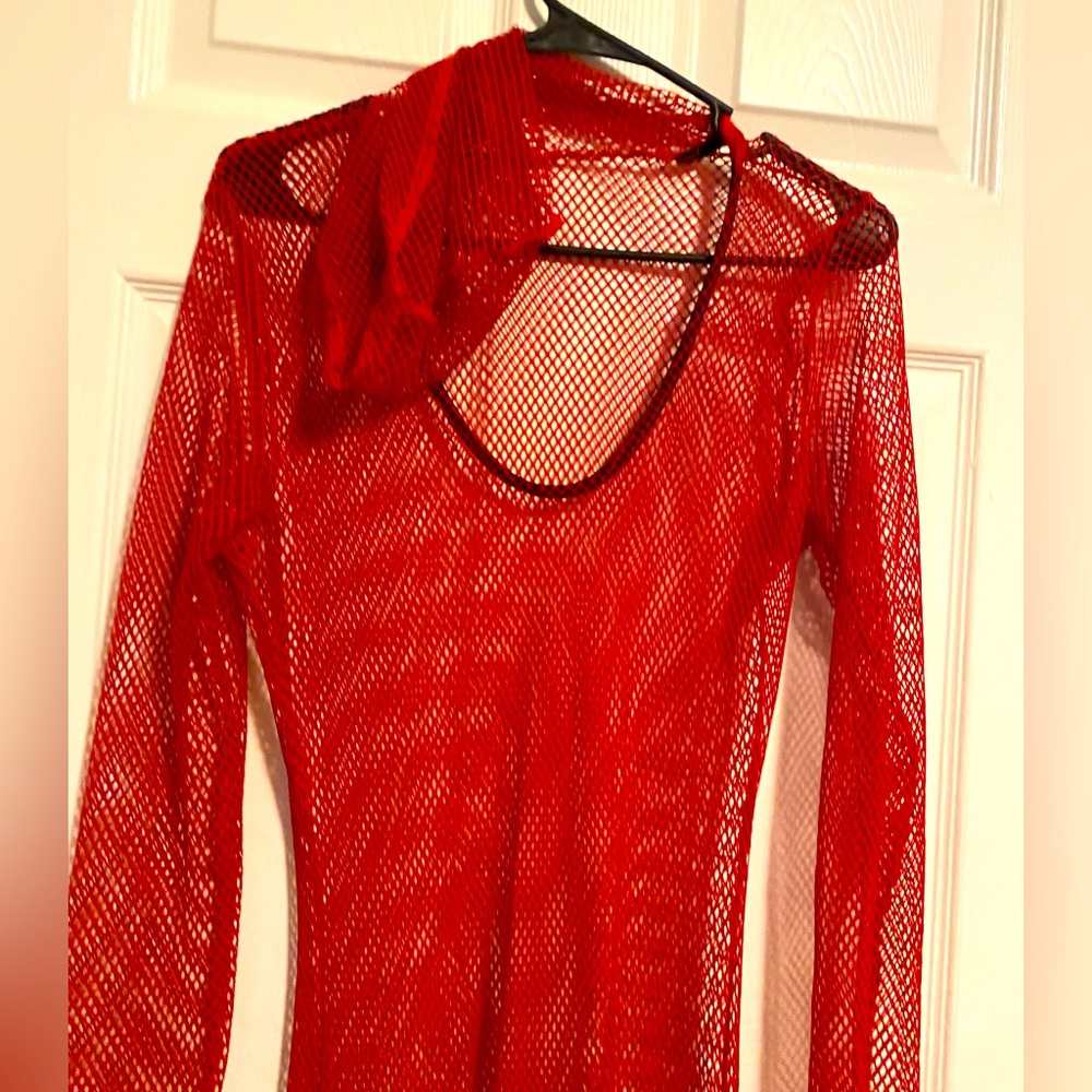 Red Coverup with Hood